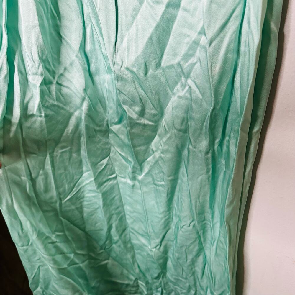 LAPOINTE Metallic Mint Green Halter Neckline Backless Satin Gown Dress Size 4 - Picture 13 of 15